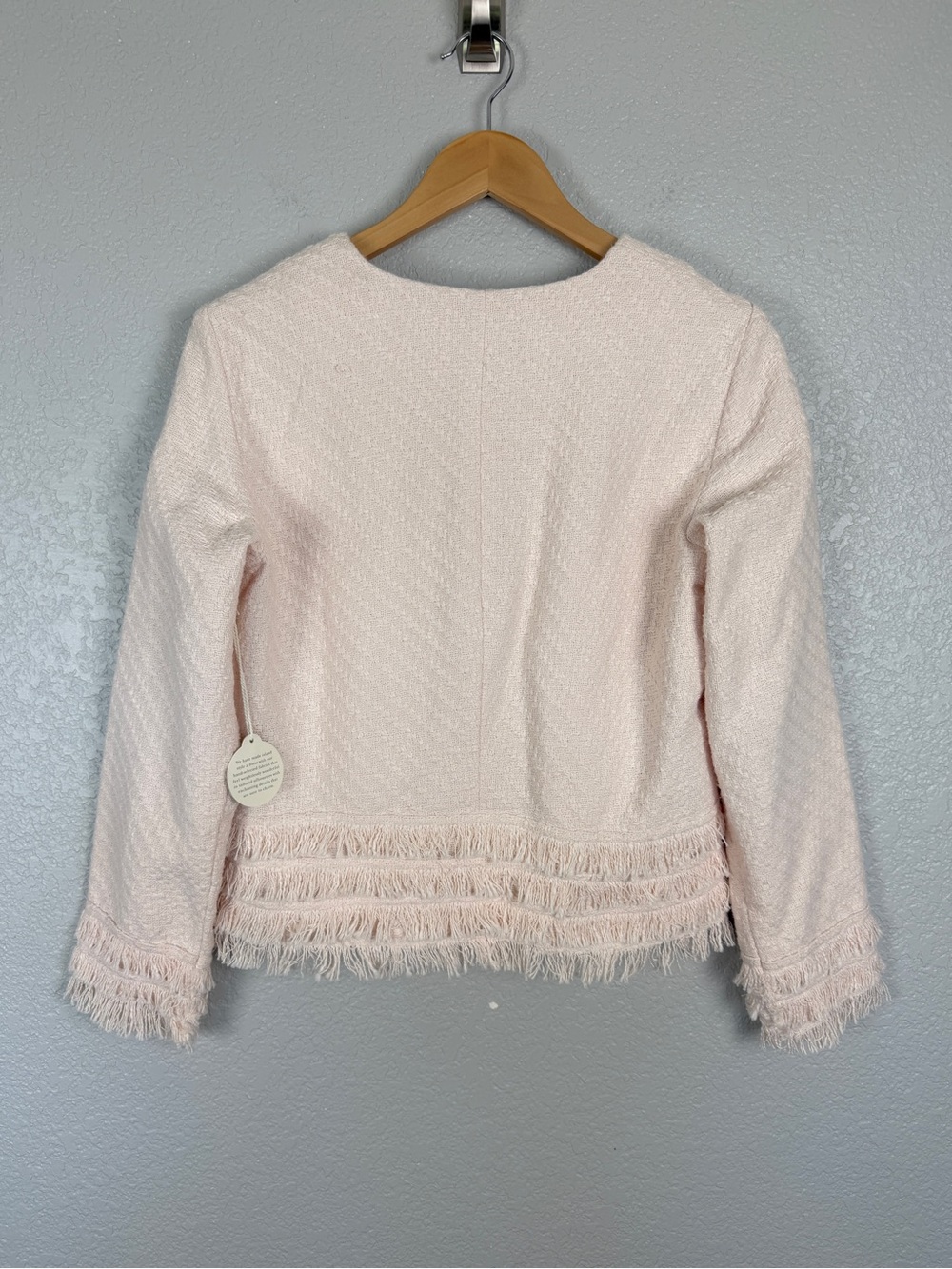 Spartina 449 Harper Tweed Fringe Champagne Jacket NWT Medium Resort Quiet Luxury - Picture 7 of 14
